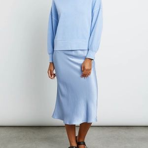 NWT Blue Satin Crepe Rails Skirt